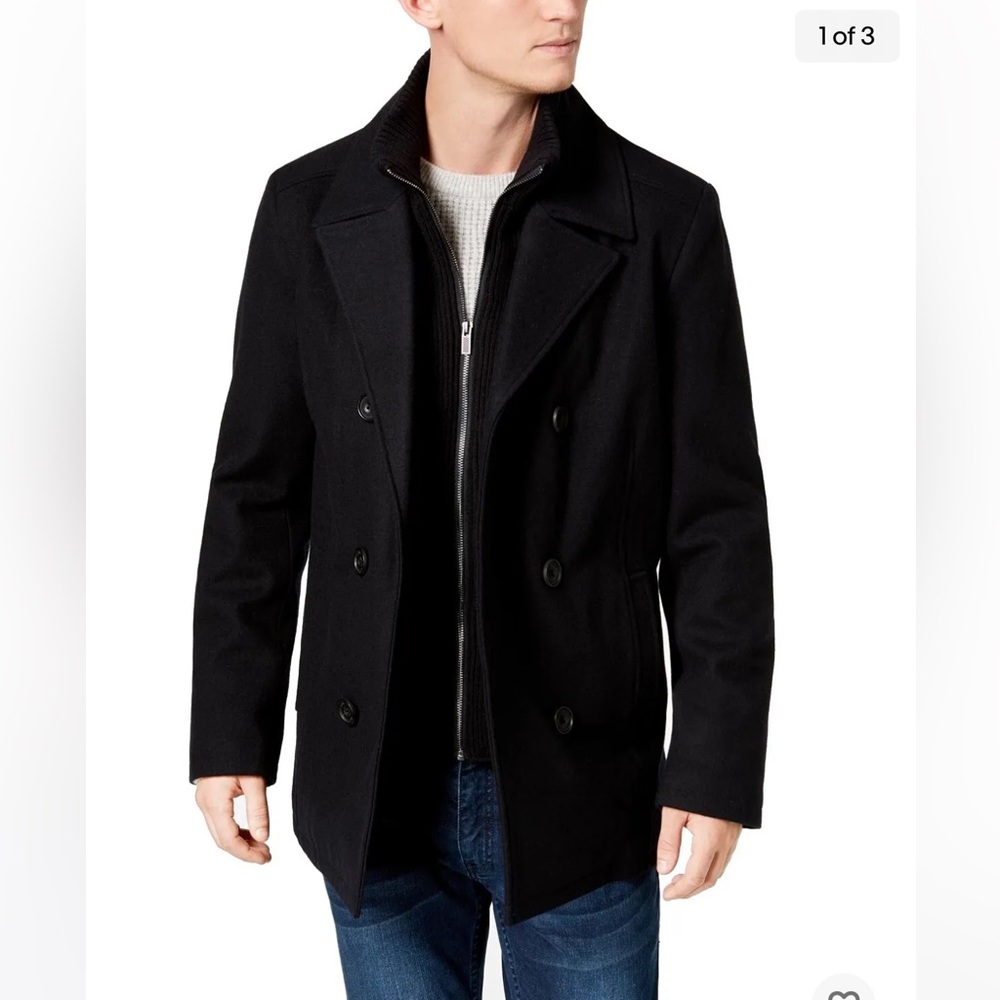 Kenneth Cole Reaction  Black Wool Jacket/Peacoat size S